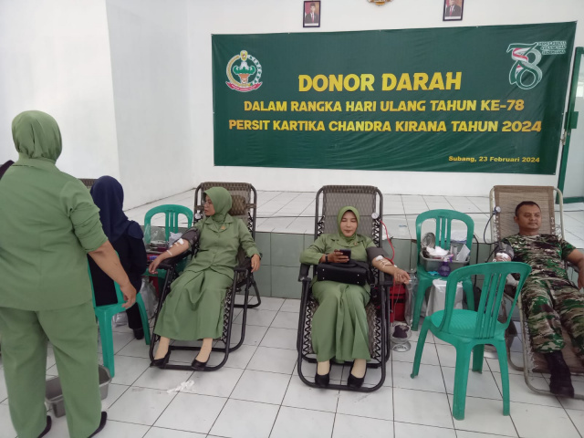 Sedekah Darah Tandai HUT Persit Kartika Chandra Kirana Ke-78 Kodim 0605/Subang