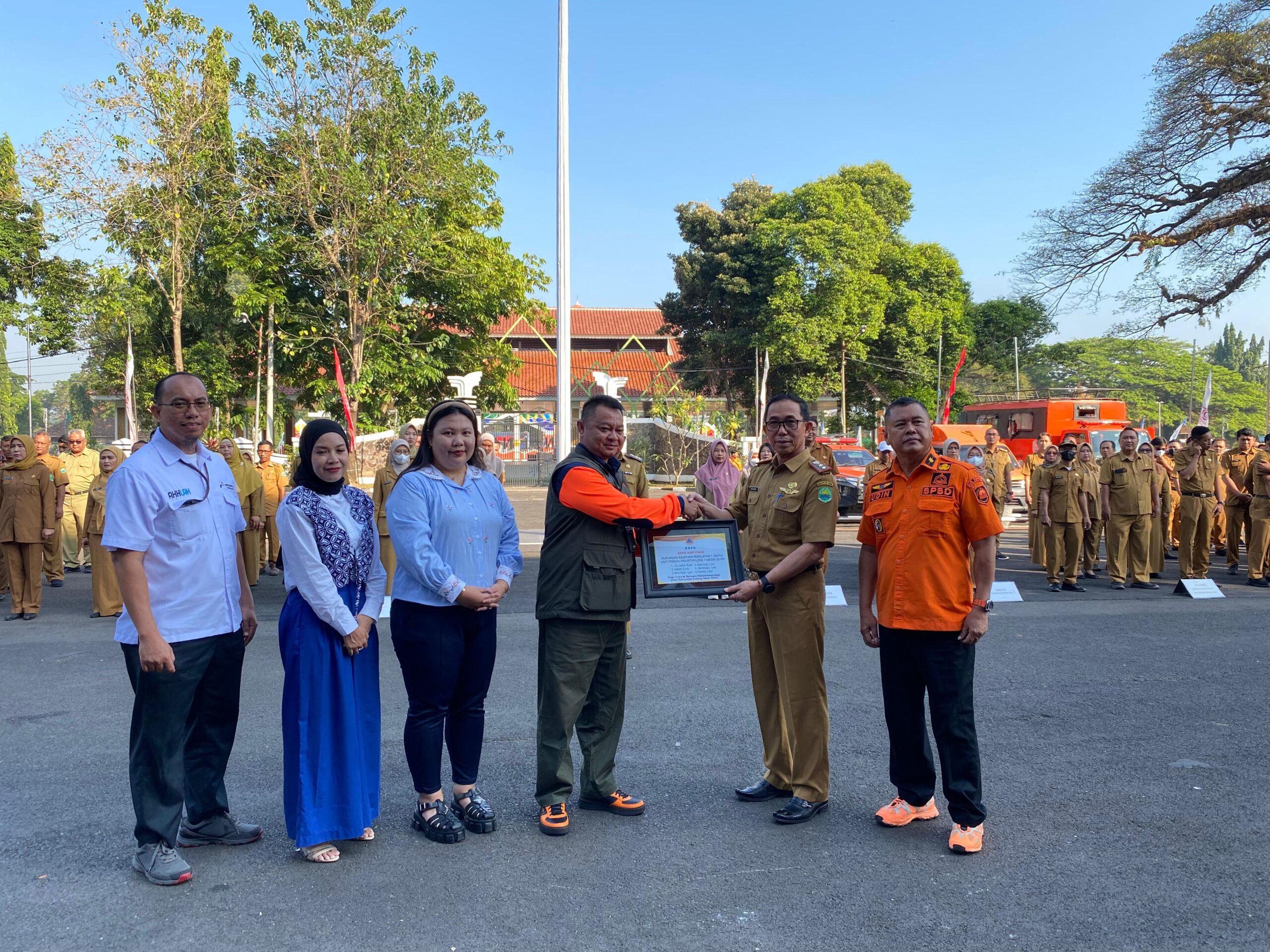 Siaga Darurat Hidrometereologi, Sekda Subang Terima Bantuan Dari BNPB dan Pertamina EP